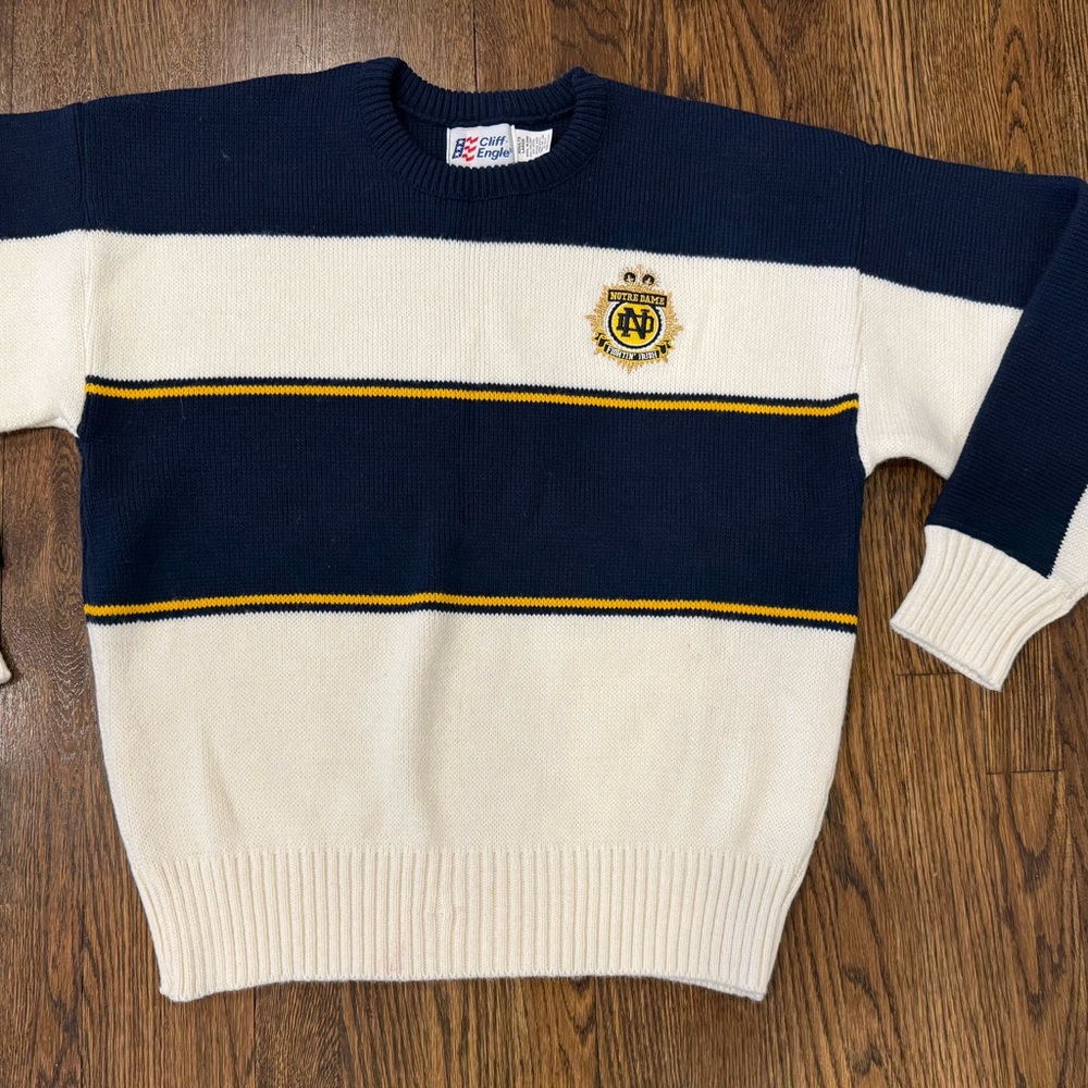 Champion Navy and Cream Men's Sweater